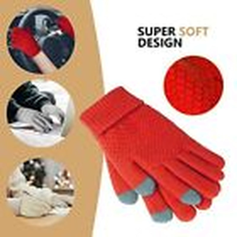 4 Pairs Womens Gloves for Cold Weather, Christmas Gifts Black, Red, Grey,Beige