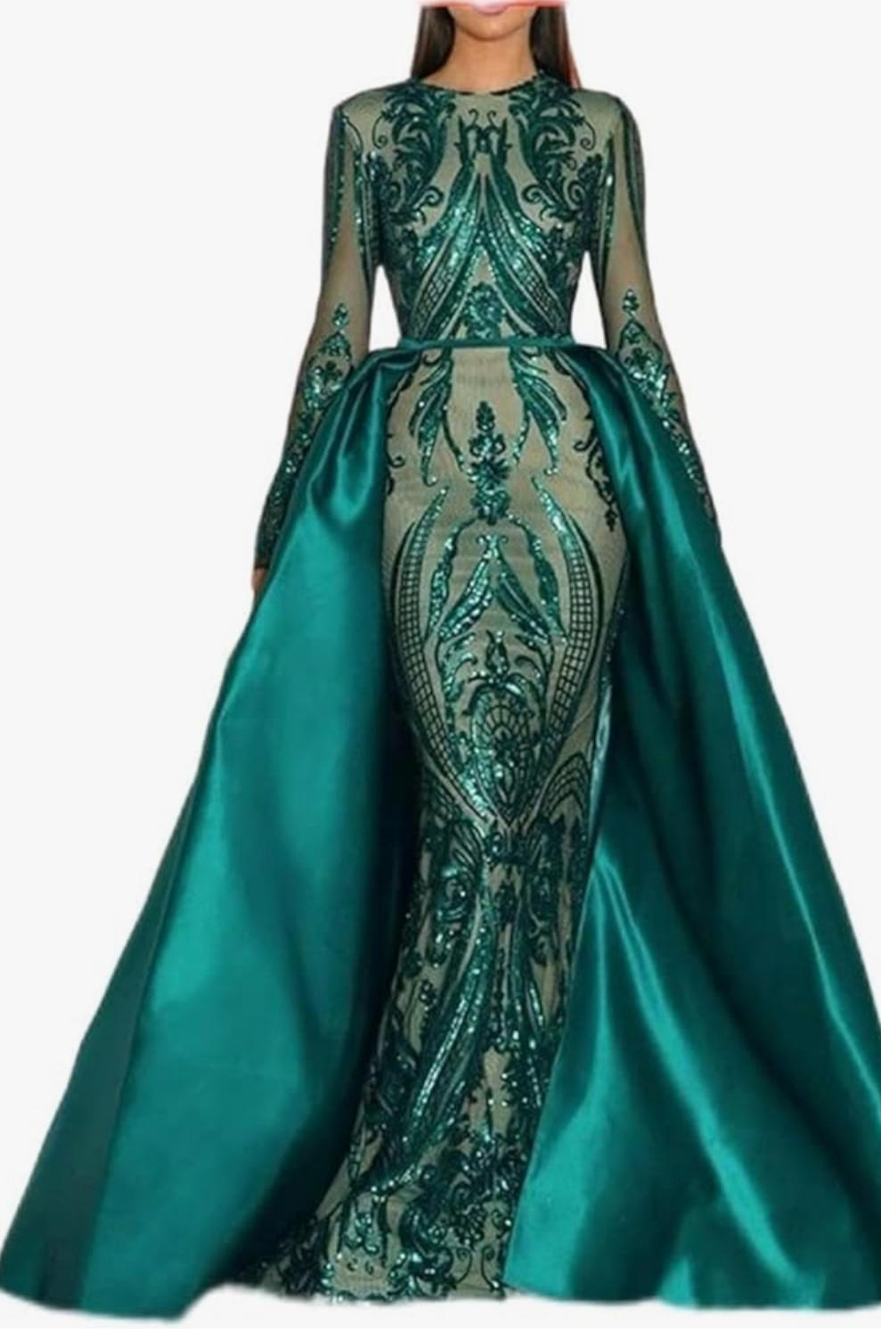 Green/ Navy blue satin dress